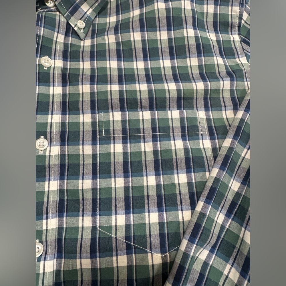 LL Bean Button Shirt Long Sleeve Men Large Green Plaid Traditional Fit Outdoors - Picture 4 of 8